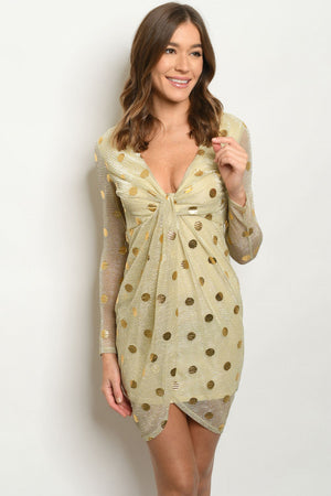 Nude gold with dots dress