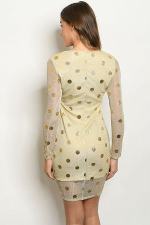 Nude gold with dots dress