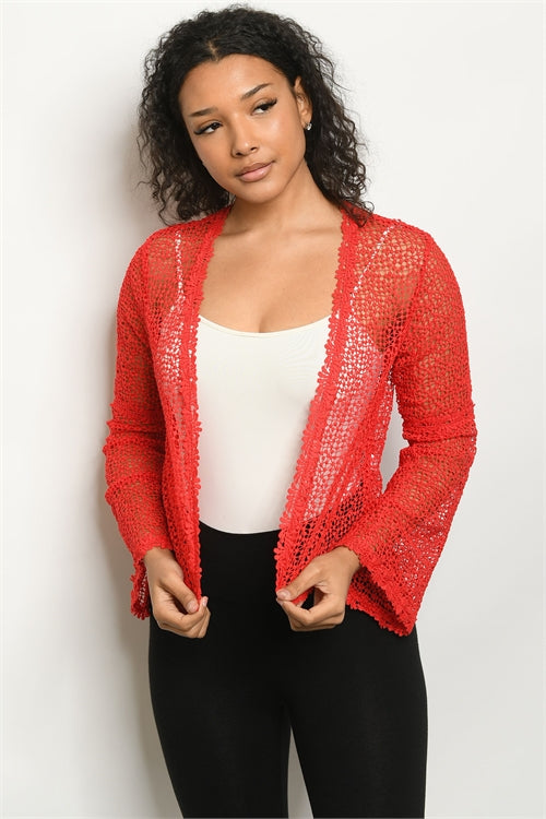 Red cardigan