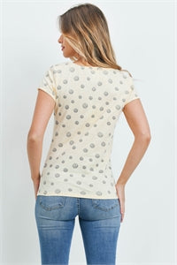 Yellow Printed Short Sleeve Top