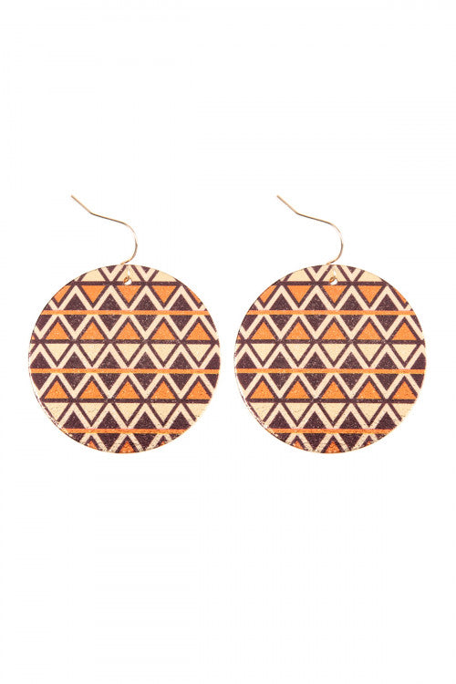 Chevron disc hook  drop earrings