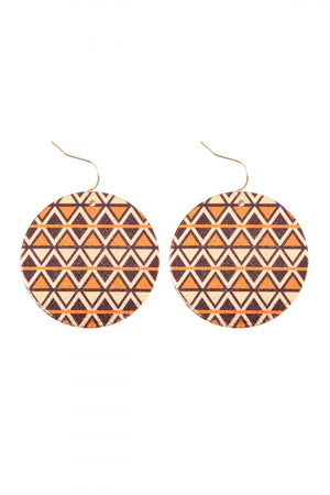 Chevron disc hook  drop earrings