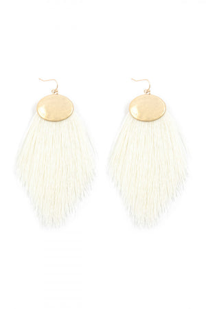 Ivory thread tassel hook drop earrings