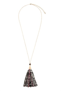 Hot pink pendant tassel necklace