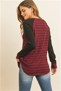 Maroon/Black long sleeve raglan top