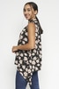 Black Pink Flowers HI Neckline Sleeveless Tunic Top